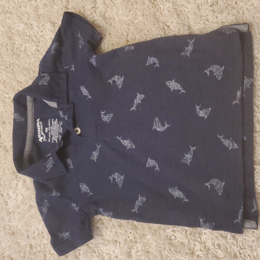 5 For 25$ Arizona Jean Company Kids Navy Shark Polo Boys Size 18 Months